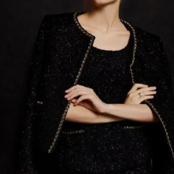 [BUNJANG] The Lauren Chain Tweed Jacket Skirt Set / 더로랑 체인 트위드 자켓 스커트 m