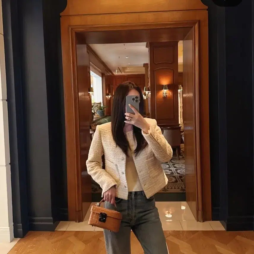 [BUNJANG] The Louran Winter Sequence Tweed Jacket Mandarin S / 더로랑 윈터 시퀀 트위드 자켓 만다린 s