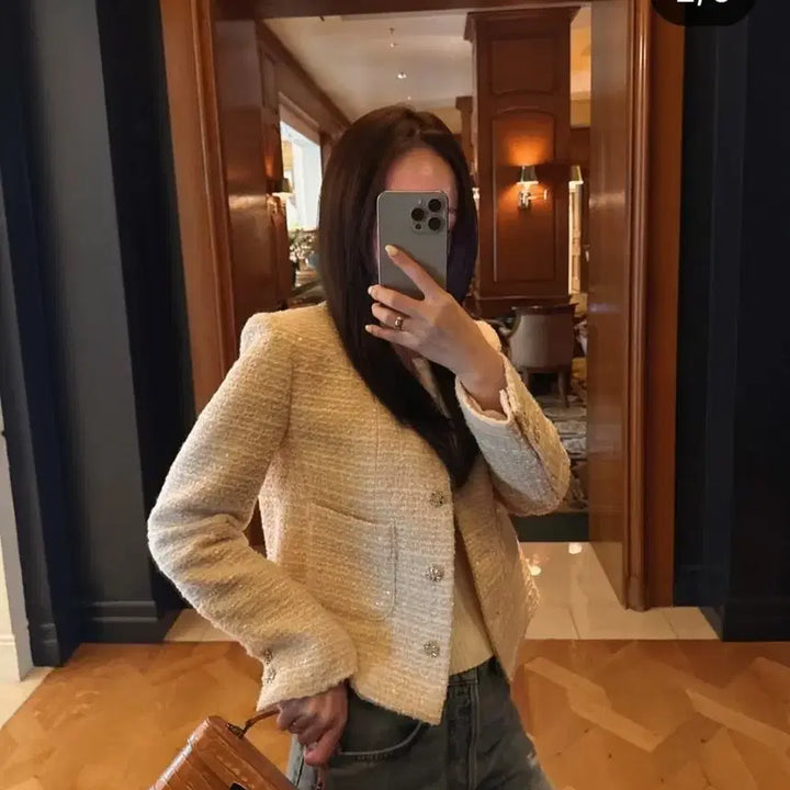 [BUNJANG] The Louran Winter Sequence Tweed Jacket Mandarin S / 더로랑 윈터 시퀀 트위드 자켓 만다린 s