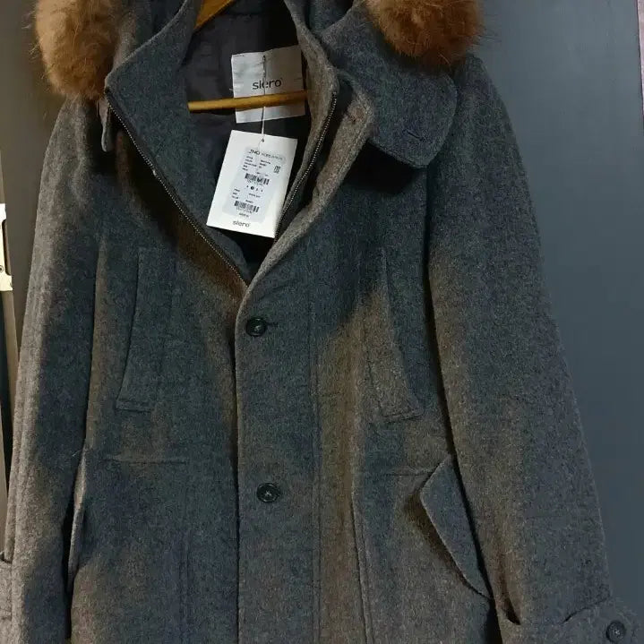 [BUNJANG] SIERO Grey Hooded Fur Coat / SIERO 시에로 회색 후드 퍼 코트