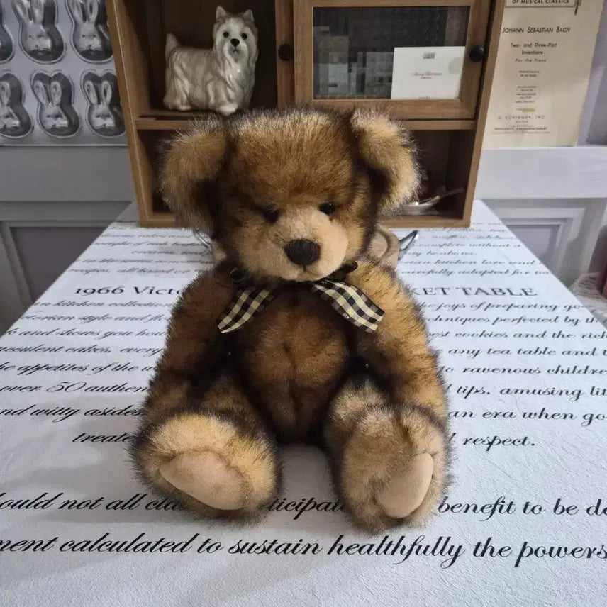 [BUNJANG] Russ Brown Check Ribbon Bear Plush / 러스 브라운 체크 리본 곰인형