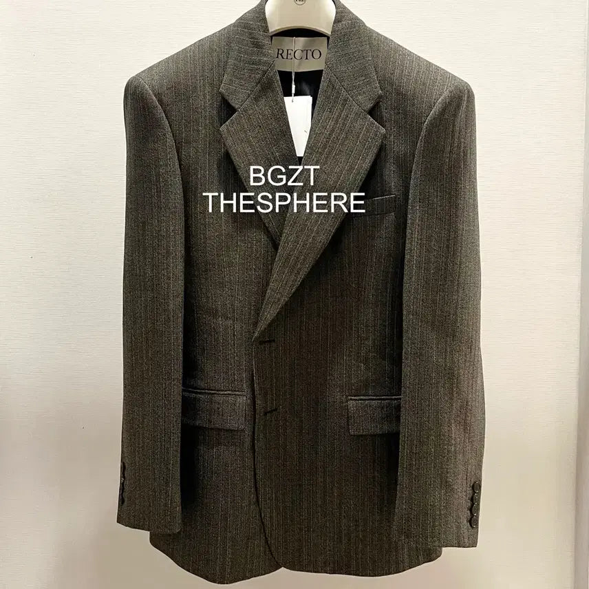 [BUNJANG] Recto 26SS Broken Herringbone Setup Suit Jacket Dark Khaki Grey / 렉토 26SS 브로큰 헤링본 셋업 수트 자켓 다크 카키 그레이