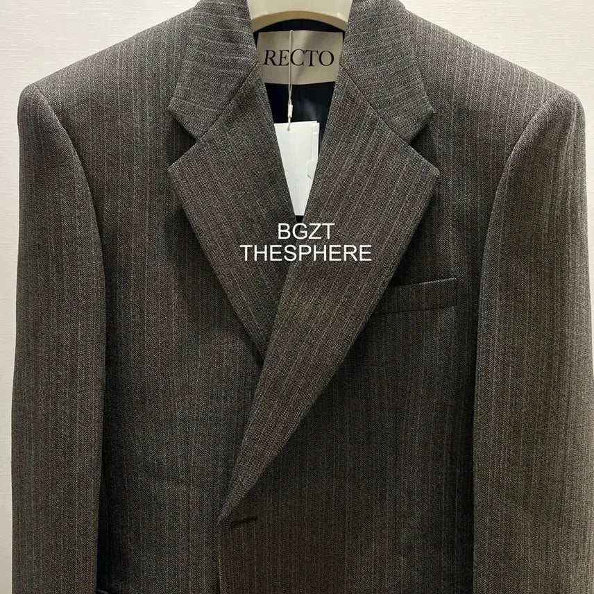 [BUNJANG] Recto 26SS Broken Herringbone Setup Suit Jacket Dark Khaki Grey / 렉토 26SS 브로큰 헤링본 셋업 수트 자켓 다크 카키 그레이