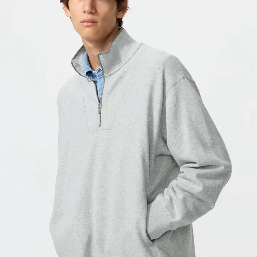 [BUNJANG] Uniqlo x JW Anderson Sweat Half Zip Pullover Grey XL / 유니클로xJW앤더슨 스웨트하프집풀오버 그레이 XL 판매