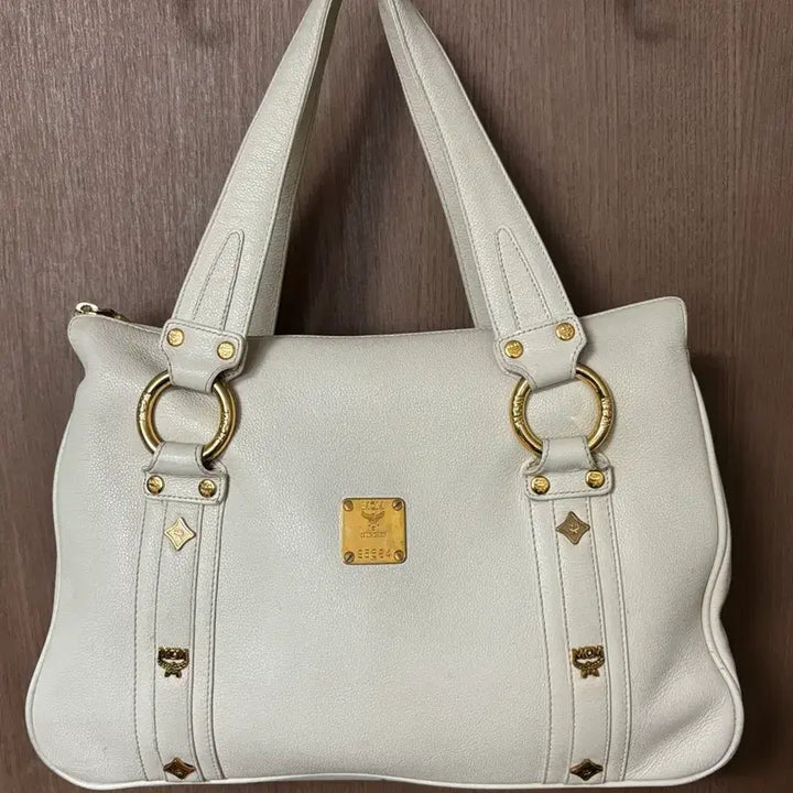 [BUNJANG] MCM Leather Cream Ivory Tote Bag / MCM 엠씨엠 레더 크림아이보리 토트백