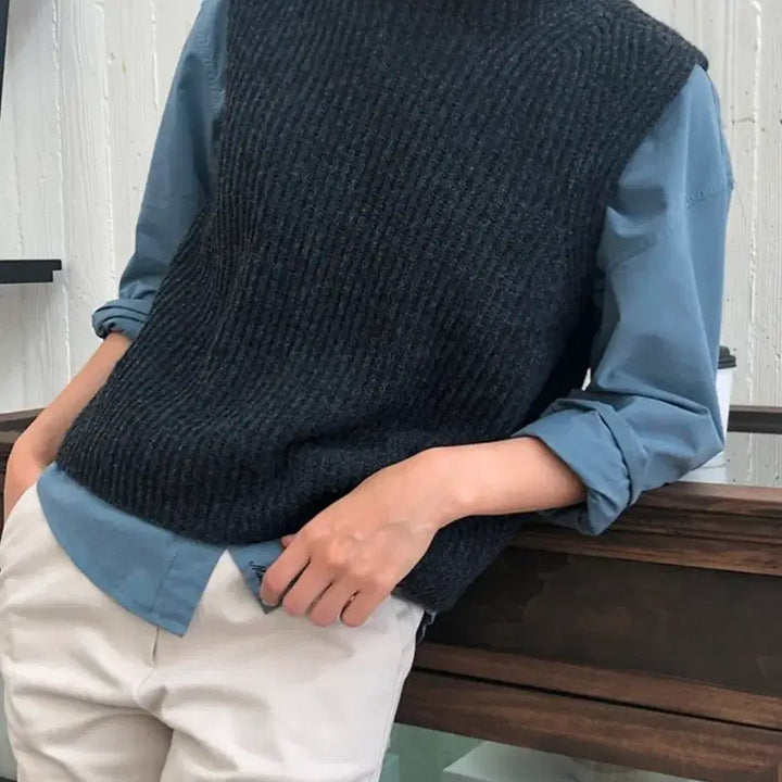 [BUNJANG] ounce Turtleneck Vest Charcoal / (새상품)ounce 터틀넥 베스트 차콜