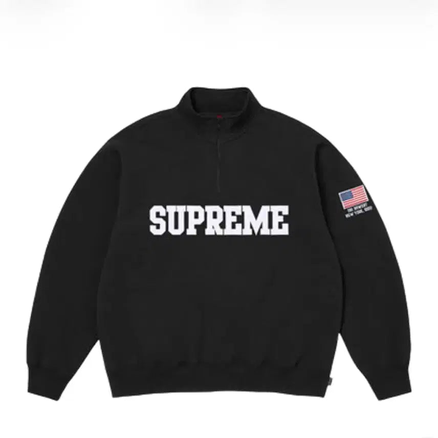 [BUNJANG] Supreme Flag Half Zip Up Black / 슈프림 플래그 하프집업 블랙 뉴욕