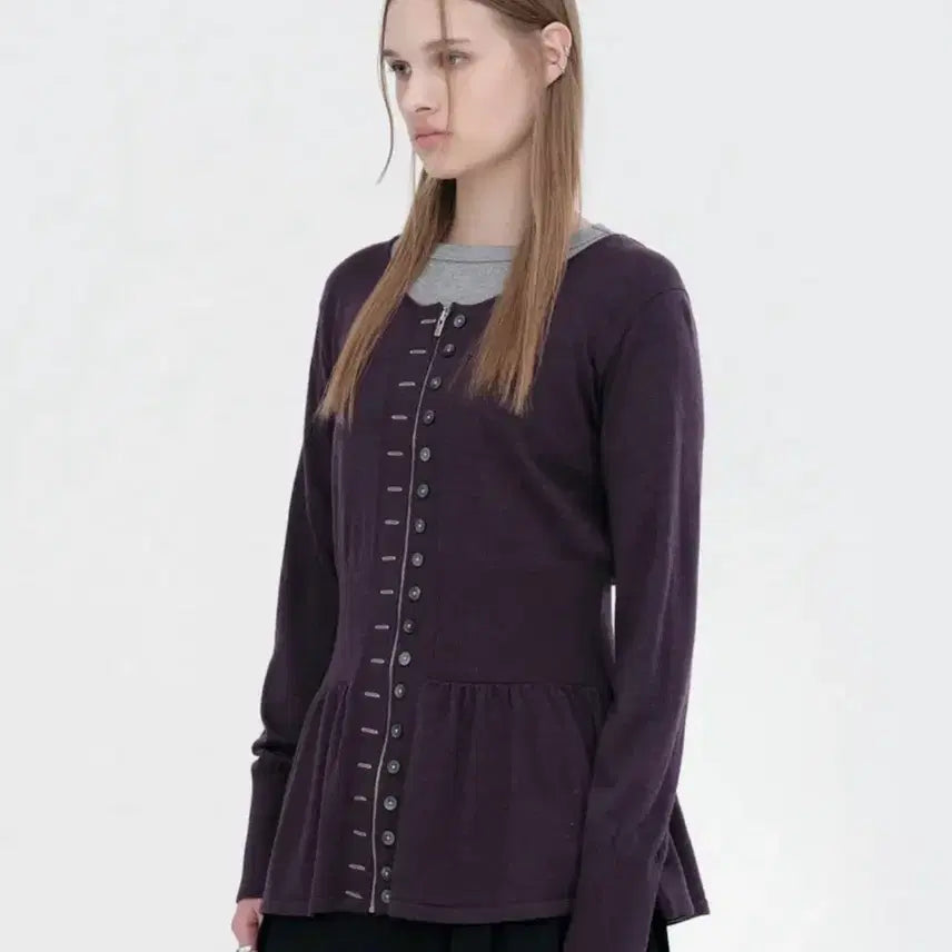 [BUNJANG] Willowmoon Fake Button Zip-up Cardigan [Purple] / 밀로우먼 페이크 버튼 집업 가디건 [퍼플]