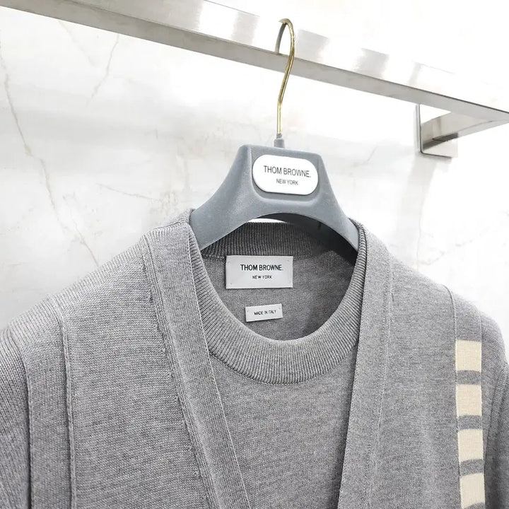 [BUNJANG] Thom Browne Merino Wool Vest Cardigan / 2 / 톰브라운 사선완장 메리노 울 베스트 니트 가디건