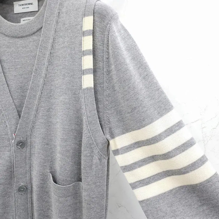 [BUNJANG] Thom Browne Merino Wool Vest Cardigan / 2 / 톰브라운 사선완장 메리노 울 베스트 니트 가디건