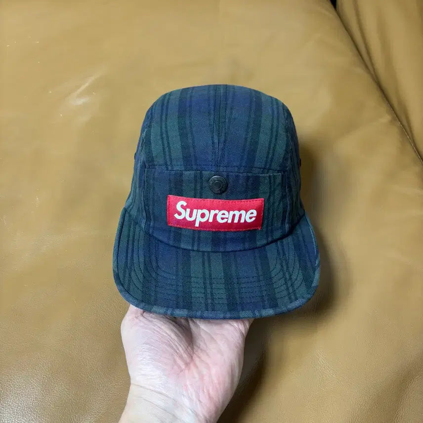 [BUNJANG] Supreme Box Logo Tartan Check Camp Cap / 슈프림 캠프캡 모자 박스로고 타탄 체크