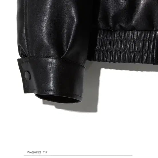[BUNJANG] Lady Volume Vegan Leather Black Jumper / 레이디볼륨 비건 레더 블랙 점퍼