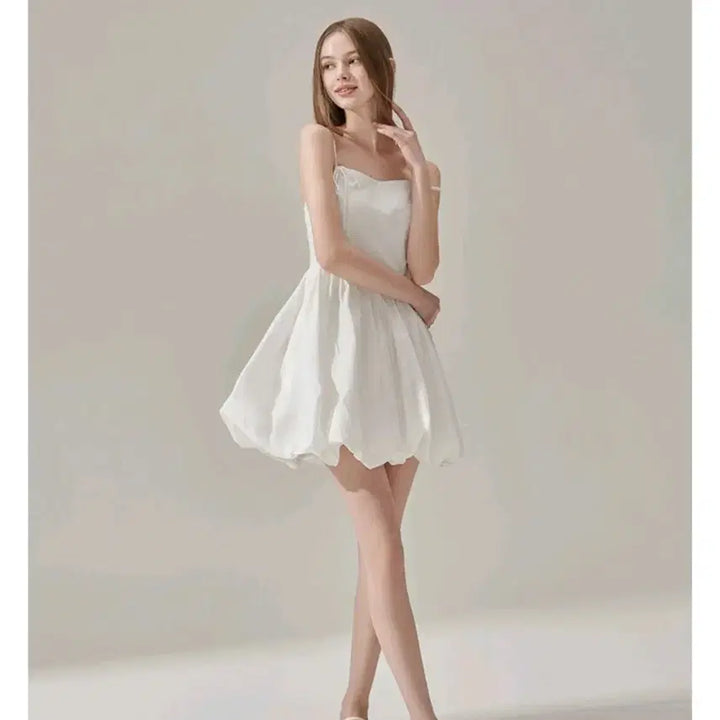 [BUNJANG] White Cap Sleeve Mini Dress / 화이트 캡소매 미니 원피스
