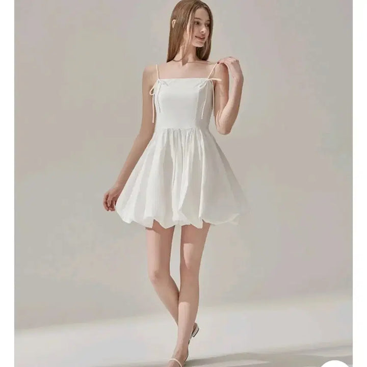 [BUNJANG] White Cap Sleeve Mini Dress / 화이트 캡소매 미니 원피스