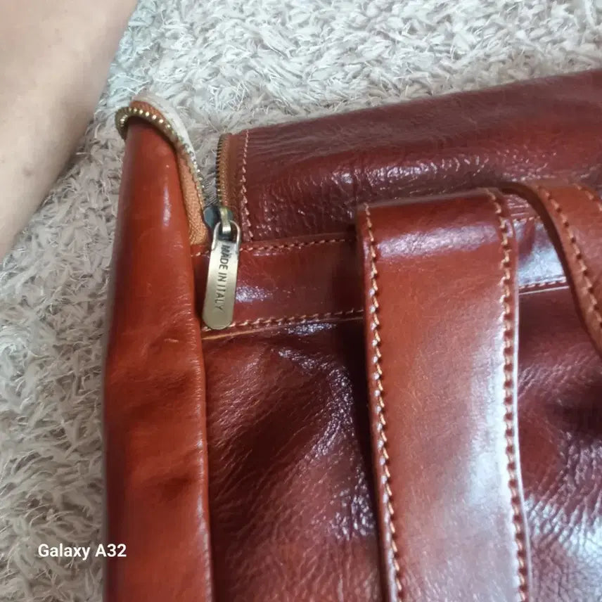 [BUNJANG] Vintage Leather Backpack Brown / 빈티지 가죽 백팩 브라운 made in Italy