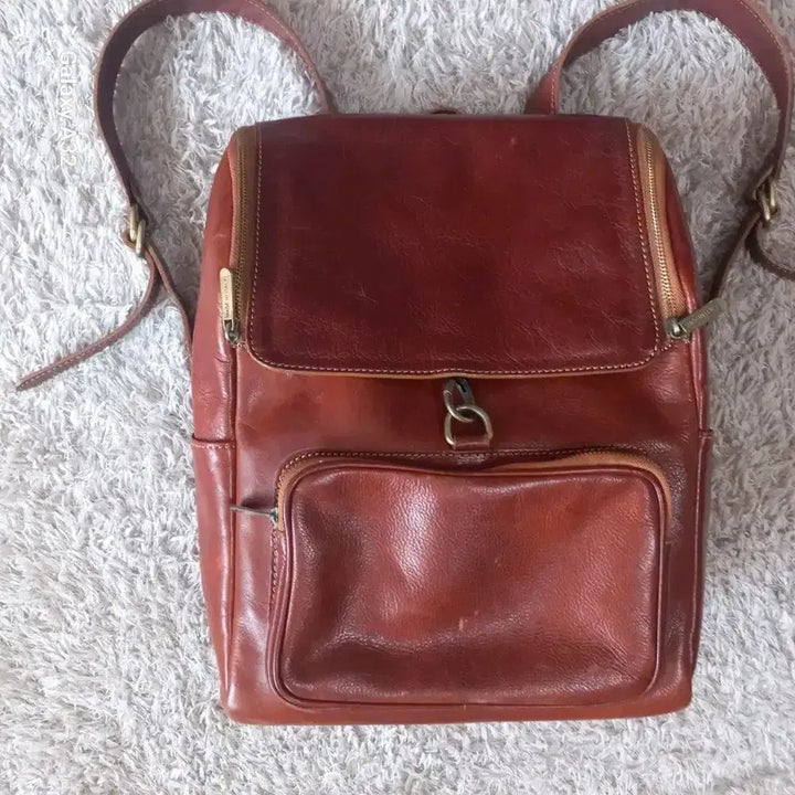 [BUNJANG] Vintage Leather Backpack Brown / 빈티지 가죽 백팩 브라운 made in Italy