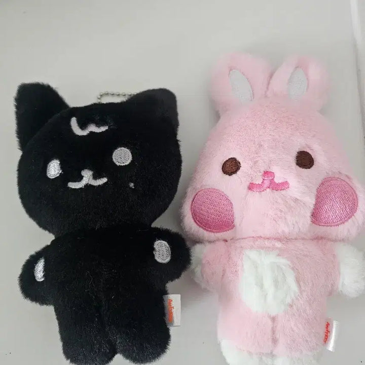 [BUNJANG] Cat and Rabbit Plush Keychain Set / 고양이/토끼 봉제인형 키링 세트