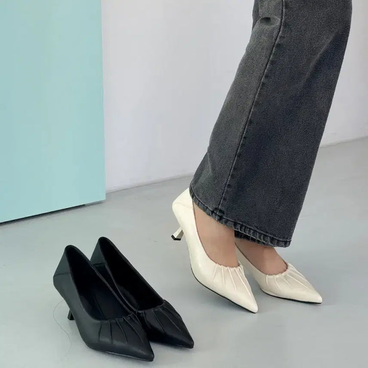 [BUNJANG] Ruching Detail Pointed Toe Heels / 주름힐
