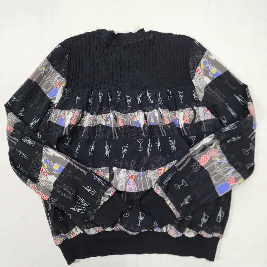 [BUNJANG] Satin Pattern Knit Blouse / (85)샤틴 패턴 니트 블라우스