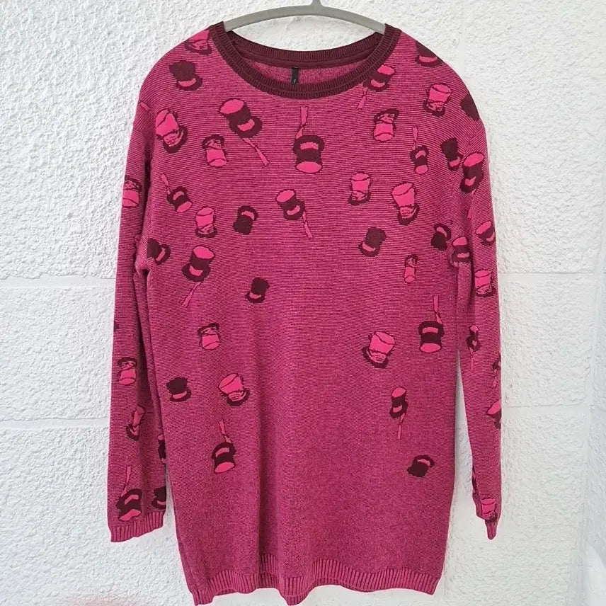 [BUNJANG] Benetton Long Knit Sweater / 베네통 롱 니트 핑크
