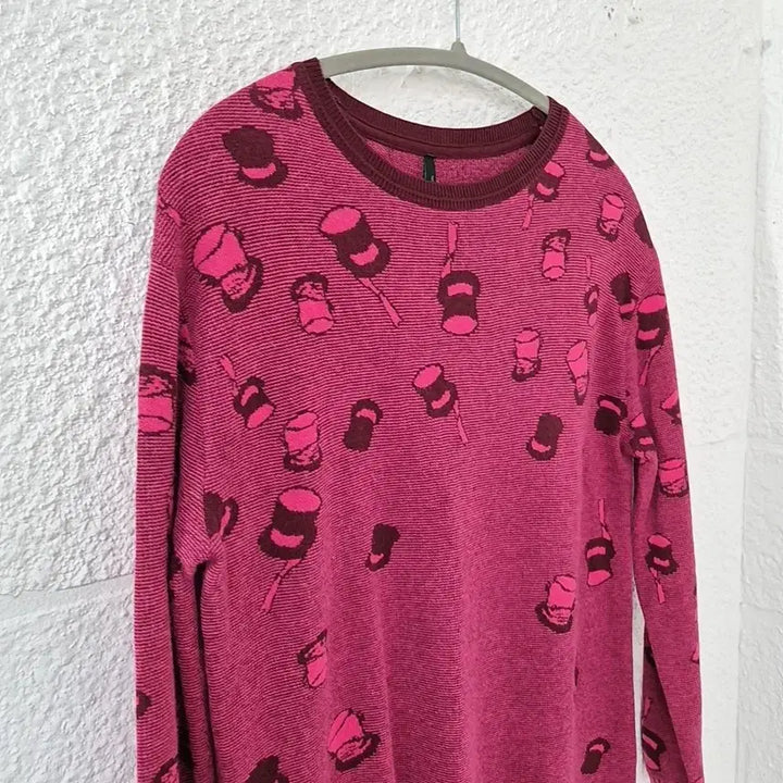[BUNJANG] Benetton Long Knit Sweater / 베네통 롱 니트 핑크