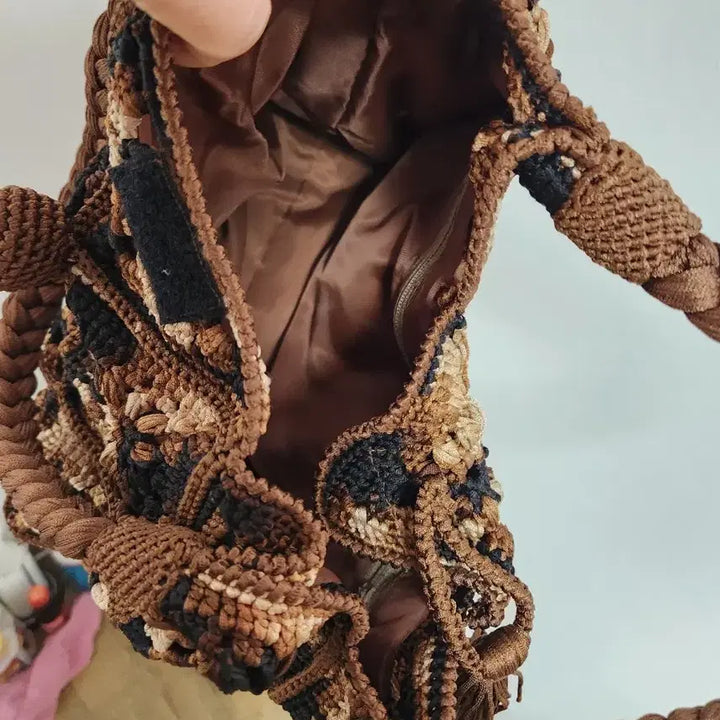 [BUNJANG] Handmade Knitted Brown Tote Bag / 핸드메이드 뜨개 가방 브라운 토트백