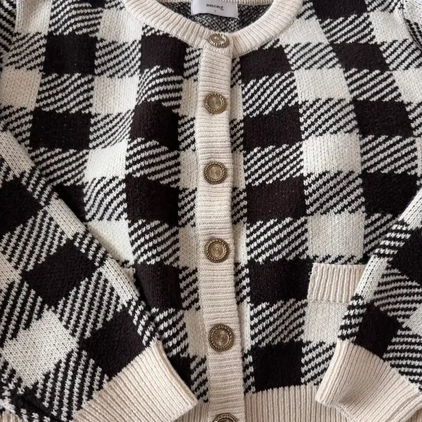[BUNJANG] Among Check Cardigan Brown S Size / 새상품 :) 어몽 체크 가디건 브라운