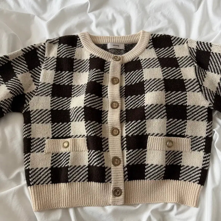 [BUNJANG] Among Check Cardigan Brown S Size / 새상품 :) 어몽 체크 가디건 브라운
