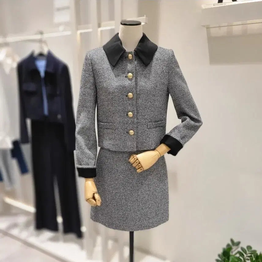 [BUNJANG] It MICHAA Wave Collar Jacket and Skirt Set / 잇미샤 웨이브카라 자켓+스커트 셋업