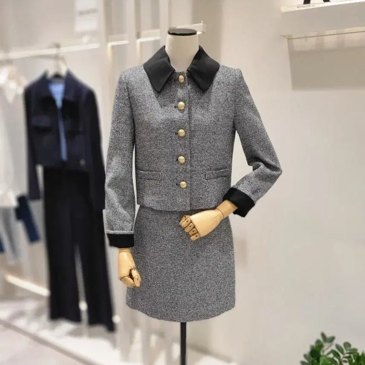 [BUNJANG] It MICHAA Wave Collar Jacket and Skirt Set / 잇미샤 웨이브카라 자켓+스커트 셋업