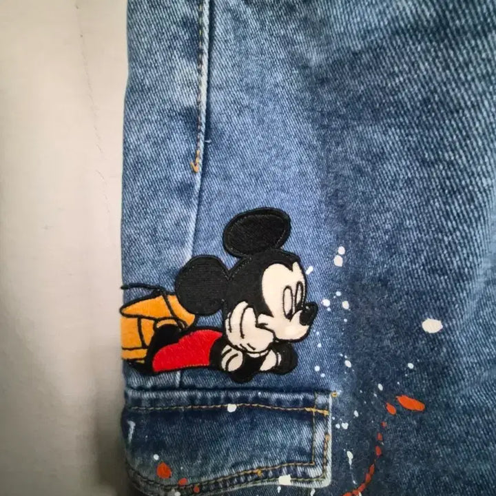 [BUNJANG] Disney Mickey Denim Jacket &amp; Cargo Denim / 디즈니 미키데님야상. 미키 카고데님
