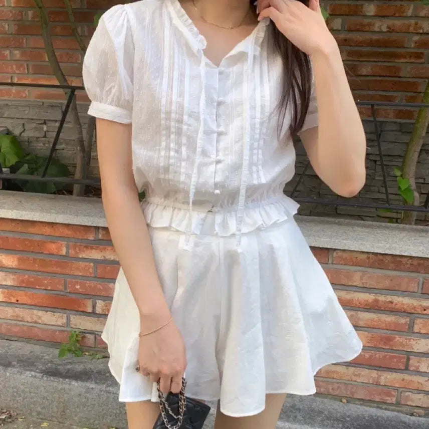 [BUNJANG] Shop Mignette Frill Blouse Ivory / 샵미네트 프릴 블라우스 아이보리