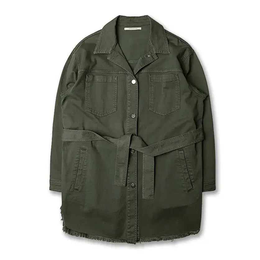 [BUNJANG] Tramarossa Olive Green Denim Belted Jacket / 트라마로사 [Tramarossa] 올리브 그린 데님 이태리 벨티드 자켓