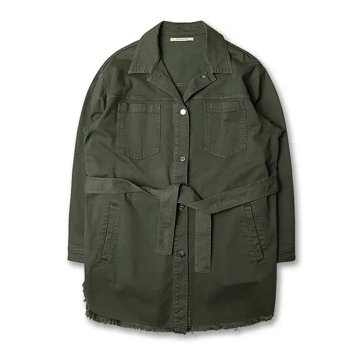 [BUNJANG] Tramarossa Olive Green Denim Belted Jacket / 트라마로사 [Tramarossa] 올리브 그린 데님 이태리 벨티드 자켓