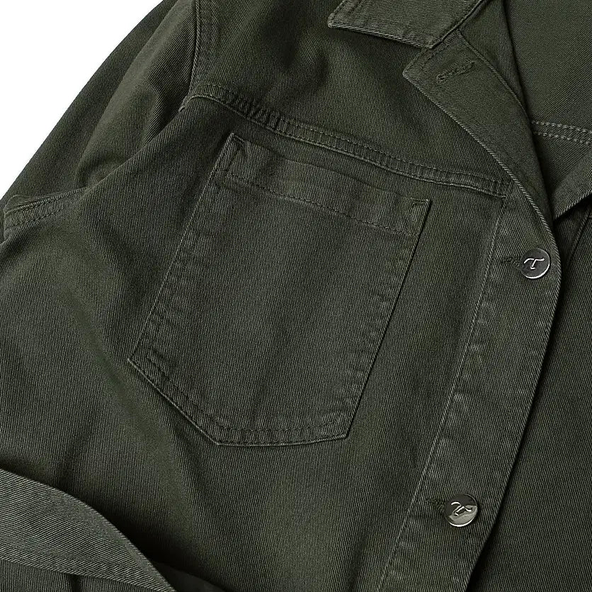[BUNJANG] Tramarossa Olive Green Denim Belted Jacket / 트라마로사 [Tramarossa] 올리브 그린 데님 이태리 벨티드 자켓