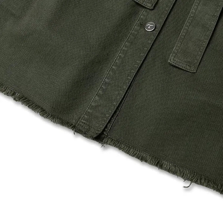 [BUNJANG] Tramarossa Olive Green Denim Belted Jacket / 트라마로사 [Tramarossa] 올리브 그린 데님 이태리 벨티드 자켓