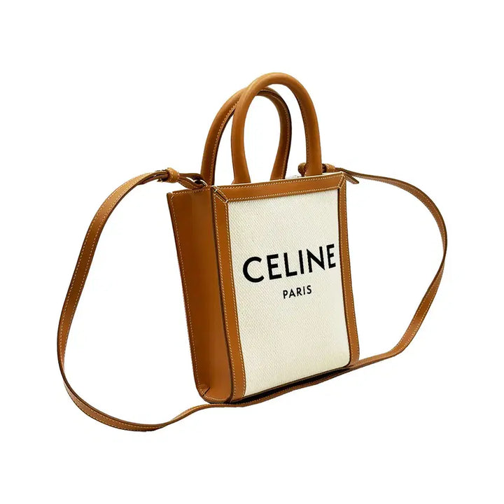 [BUNJANG] Celine Natural Cotton Canvas Mini Vertical Cabas 2Way Bag / 셀린느 Celine 내추럴 코튼 캔버스 카바스 미니 버티컬 2WAY