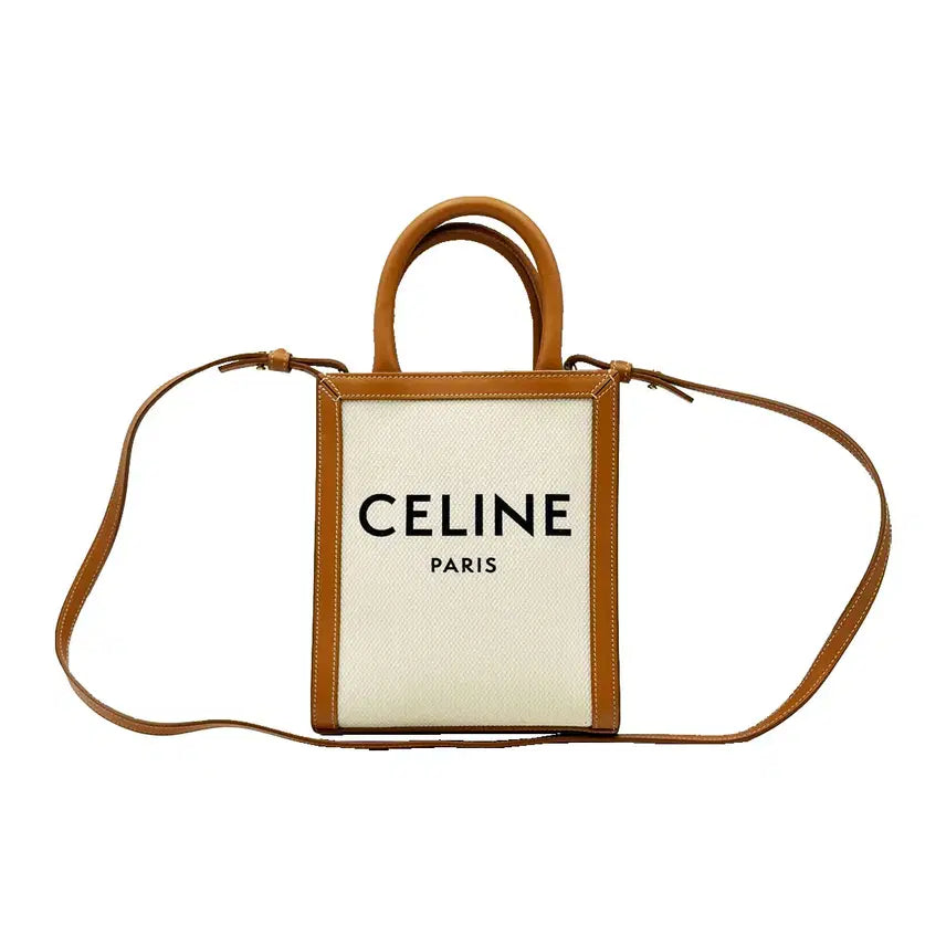 [BUNJANG] Celine Natural Cotton Canvas Mini Vertical Cabas 2Way Bag / 셀린느 Celine 내추럴 코튼 캔버스 카바스 미니 버티컬 2WAY