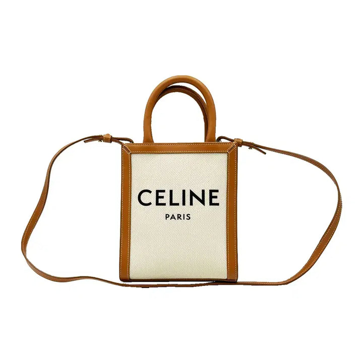 [BUNJANG] Celine Natural Cotton Canvas Mini Vertical Cabas 2Way Bag / 셀린느 Celine 내추럴 코튼 캔버스 카바스 미니 버티컬 2WAY