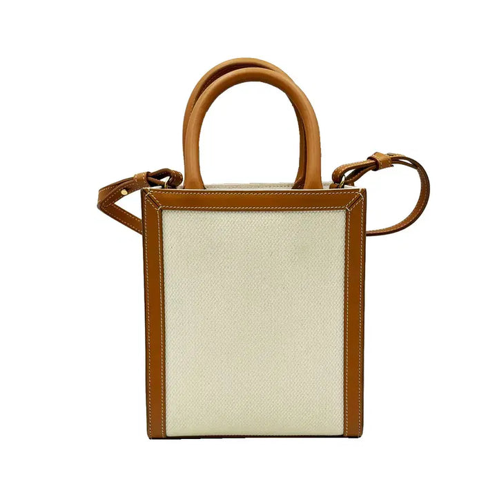 [BUNJANG] Celine Natural Cotton Canvas Mini Vertical Cabas 2Way Bag / 셀린느 Celine 내추럴 코튼 캔버스 카바스 미니 버티컬 2WAY
