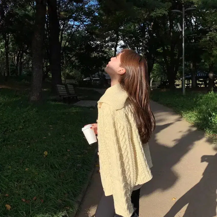 [BUNJANG] OneLog High Neck Button Cardigan / [새상품]원로그 하이넥 버튼 가디건