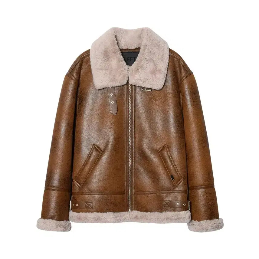 [BUNJANG] 레프트서울 B-3 에비에이터 무스탕 브라운 자켓 / 레프트서울 B-3 에비에이터 무스탕 브라운 자켓