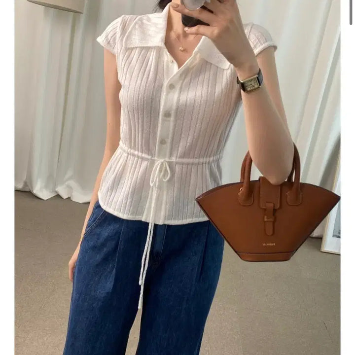 [BUNJANG] Kara Cap Sleeve Knit - Free Size / (새상품) 카라 캡 소매니트