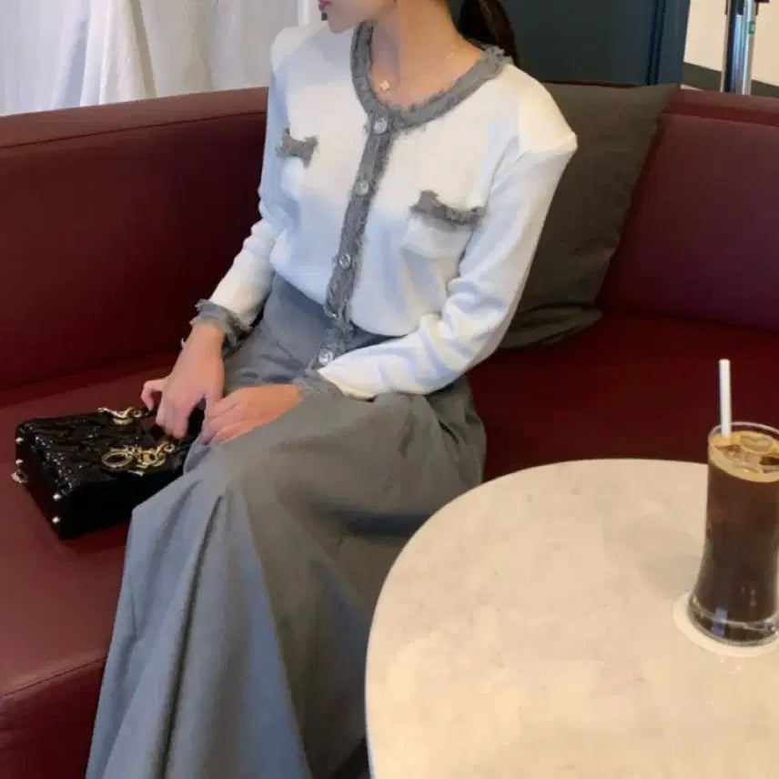 [BUNJANG] Surgery Ivory Color Block Cardigan / 수술 배색가디건 - 아이보리