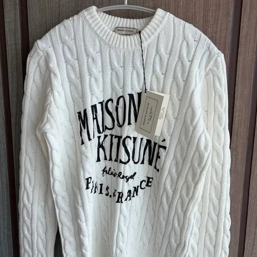 [BUNJANG] Maison Kitsune Royal Cable Knit Sweater / 새상품(XS)메종키츠네 로얄 케이블 니트 화이트