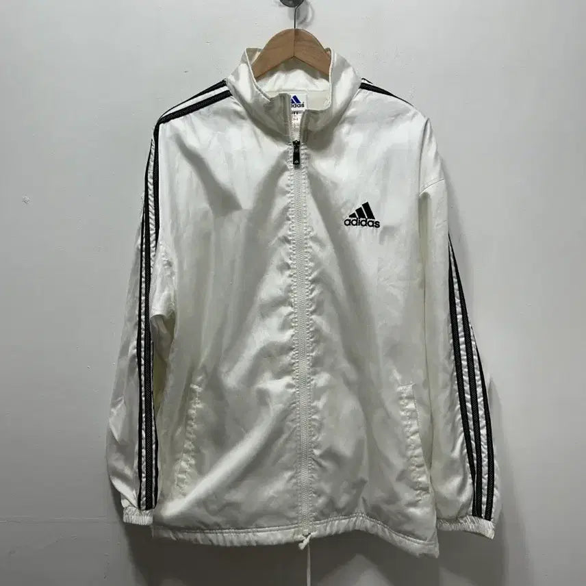 [BUNJANG] Adidas White Windbreaker Jacket / 아디다스 삼선 화이트 바람막이 자켓 점퍼 100사이즈
