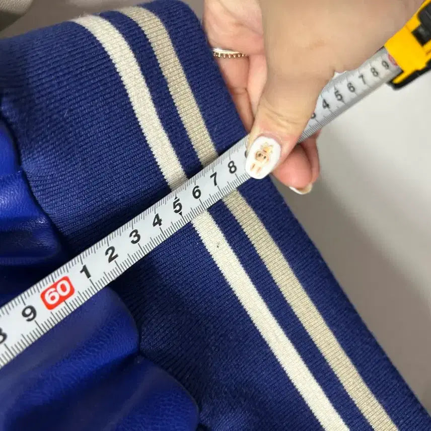 [BUNJANG] SHINE Blue Leather Stadium Jacket XL / SHINE 블루 레더 스타디움 자켓 바시티 자켓 XL