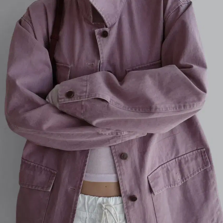 [BUNJANG] Laroom Vivi Work Jacket Pink/Blue / 라룸 비비 워크 자켓 새상품