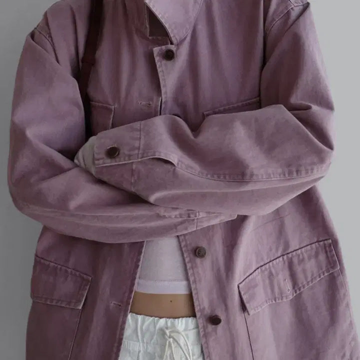 [BUNJANG] Laroom Vivi Work Jacket Pink/Blue / 라룸 비비 워크 자켓 새상품
