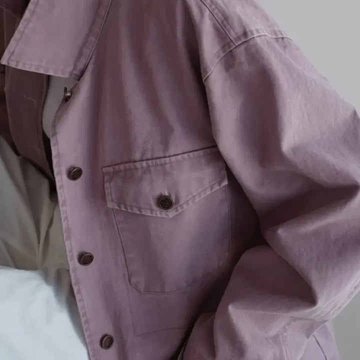 [BUNJANG] Laroom Vivi Work Jacket Pink/Blue / 라룸 비비 워크 자켓 새상품